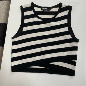 DKNY Striped Crop Top Size: L